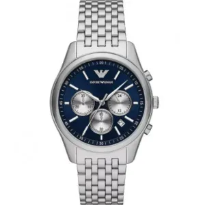 Ανδρικό ρολόι Emporio Armani AR11582 Antonio από ανοξείδωτο ατσάλι με μπλε καντράν και ασημί μπρασελέ.