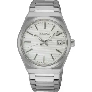 Γυναικείο ρολόι SEIKO SUR573P1 Conceptual Series από ανοξείδωτο ατσάλι με λευκό καντράν και ασημί μπρασελέ.