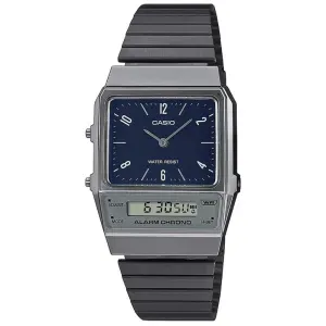 Ρολόι CASIO Vintage AQ-800EB-2AEF με μπλε καντράν και ανθρακί μπρασελέ.