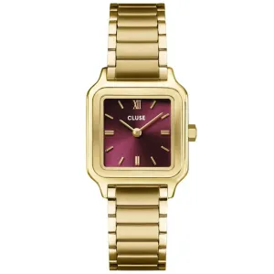 Γυναικείο ρολόι CLUSE CW11812 Gracieuse από ανοξείδωτο ατσάλι με μπορντό καντράν και χρυσό μπρασελέ.