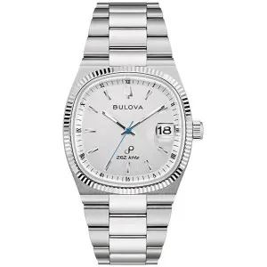 Ρολόι BULOVA 96B444 από ανοξείδωτο ατσάλι με ασημί καντράν και μπρασελέ.