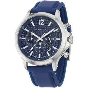 Ανδρικό Ρολόι NAUTICA NAPBOF402 NCT Blueocean Chronograph από ανοξείδωτο ατσάλι με μπλε καντράν και μπλε καουτσούκ λουράκι.