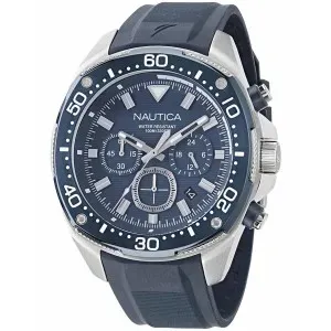 Ανδρικό Ρολόι NAUTICA NAPBSF403 NCT Bluesail Chronograph από ανοξείδωτο ατσάλι με μπλε καντράν και μπλε καουτσούκ λουράκι.