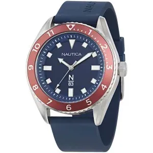 Ανδρικό Ρολόι NAUTICA N83 Finn World NAPFWF404 από ανοξείδωτο ατσάλι με μπλε καντράν και μπλε καουτσούκ λουράκι.