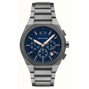 Ανδρικό ρολόι Armani Exchange AX4182 Rafael από ανοξείδωτο ατσάλι με μπλε καντράν και ανθρακί μπρασελέ.