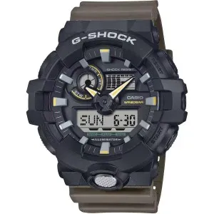 Ρολόι CASIO GA-710TU-1A3ER G-Shock με καφέ καουτσούκ λουράκι.