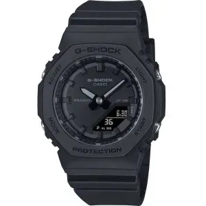 Γυναικείο ρολόι G-SHOCK GMA-P2100BB-1AER Chronograph με μαύρο καντράν και μαύρο λουράκι βιολογικής προέλευσης.