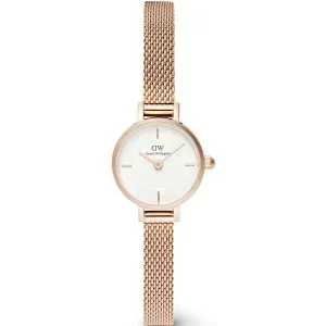 Γυναικείο ρολόι DANIEL WELLINGTON DW00100744 Petite Mini Melrose από ανοξείδωτο ατσάλι με λευκό καντράν και μπρασελέ.