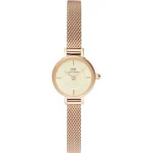 Γυναικείο ρολόι DANIEL WELLINGTON DW00100741 Petite Mini Melrose από ανοξείδωτο ατσάλι με μπεζ καντράν και μπρασελέ.