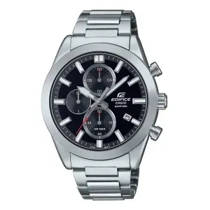 Ανδρικό ρολόι Ρολόι CASIO EFB-710D-1AVUEF Edifice από ανοξείδωτο ατσάλι με μαύρο καντράν και ασημί μπρασελέ.