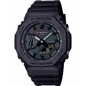 Ανδρικό Ρολόι G-SHOCK GA-2100RW-1AER Rainbow Brick Wall με μαύρο λουράκι βιολογικής προέλευσης.