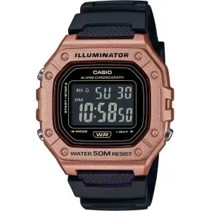 Ρολόι CASIO W-218HM-5BVEF Collection με ψηφιακό καντράν και μαύρο πλαστικό λουρί.