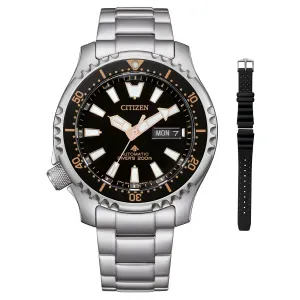 Ανδρικό Ρολόι CITIZEN Promaster Marine NY0160-66EE Automatic από ανοξείδωτο ατσάλι με μαύρο καντράν και μπρασελέ.