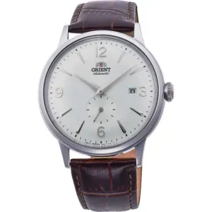 Ανδρικό ρολόι Orient RA-AP0002S Classic Automatic από ανοξείδωτο ατσάλι με ασημί καντράν και καφέ δερμάτινο λουράκι.