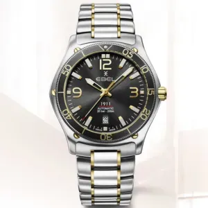 Ανδρικό ρολόι EBEL 1216588 Automatic από ανοξείδωτο ατσάλι με μαύρο καντράν και ασημί-χρυσό μπρασελέ.