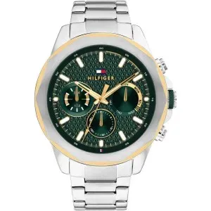 Aνδρικό ρολόι Tommy Hilfiger 1710651 Casual από ανοξείδωτο ατσάλι με πράσινο καντράν και ασημί μπρασελέ.