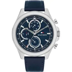 Ανδρικό ρολόι Tommy Hilfiger 1792165 Sport από ανοξείδωτο ατσάλι με μπλε καντράν και μπλε δερμάτινο λουράκι.