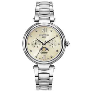 Ανδρικό ρολόι ROAMER 858801-41-19-50 Dreamline Moonphase από ανοξείδωτο ατσάλι με μπεζ καντράν και ασημί μπρασελέ.