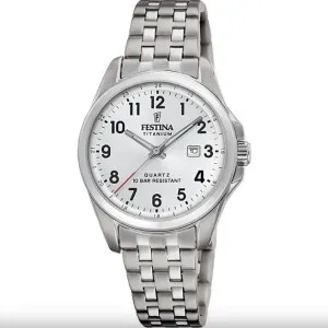 Γυναικείο ρολόι FESTINA F20697/1 με τιτάνιο μπρασελέ και λευκό καντράν.