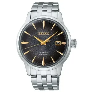 Ανδρικό ρολόι SEIKO SRPK93J1 Presage Cocktail Time Star Bar L.E. Automatic από ανοξείδωτο ατσάλι με γκρι καντράν και μπρασελέ.