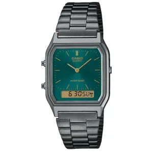 Ανδρικό ρολόι Casio AQ-230EGG-3AEF Collection με πράσινο καντράν και ανθρακί μπρασελέ.