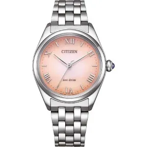 Γυναικείο ρολόι CITIZEN EM1140-80X Eco-Drive από ανοξείδωτο ατσάλι με σομόν καντράν και μπρασελέ.