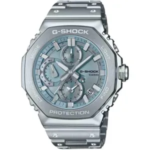 Ανδρικό ρολόι CASIO G-SHOCK GMC-B2100AD-2AER Solar από ανοξείδωτο ατσάλι με γαλάζιο καντράν και ασημί μπρασελέ.