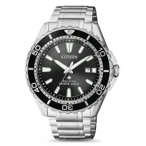 Ανδρικό ρολόι CITIZEN BN0190-82E Eco-Drive Divers από ανοξείδωτο ατσάλι με μαύρο καντράν και μπρασελέ.