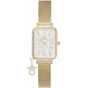 Ρολόι DANIEL WELLINGTON DW00100749 Quadro Mini Crystal Zodiac Evergold με φίλντισι καντράν και μπρασελέ.