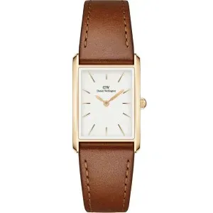 Ρολόι Daniel Wellington DW00100696 Bound από ανοξείδωτο ατσάλι με λευκό καντράν και καφέ δερμάτινο λουράκι.