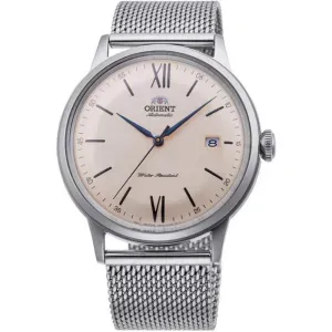 Ανδρικό ρολόι Orient RA-AC0020G Classic Automatic από ανοξείδωτο ατσάλι με μπεζ καντράν και ασημί μπρασελέ.