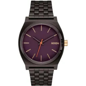 Ρολόι NIXON A045-5270-00 Time Teller από ανοξείδωτο ατσάλι με μωβ καντράν και μαύρο μπρασελέ.