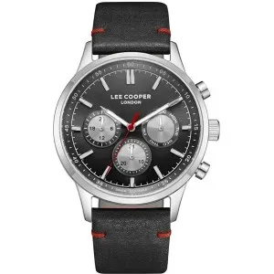 Ανδρικό ρολόι LEE COOPER LC08001.351 με μαύρο καντράν και μαύρο δερμάτινο λουράκι.