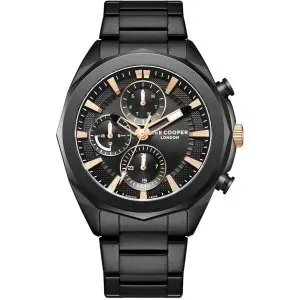 Ανδρικό ρολόι LEE COOPER LC08005.650 με μαύρο καντράν και μπρασελέ.