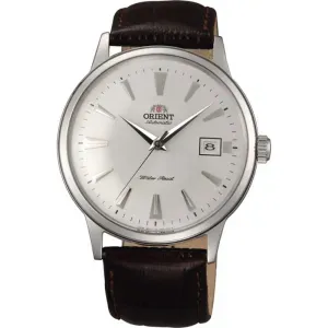 Ανδρικό ρολόι Orient TAC00005W Classic Automatic από ανοξείδωτο ατσάλι με λευκό καντράν και μαύρο δερμάτινο λουράκι.