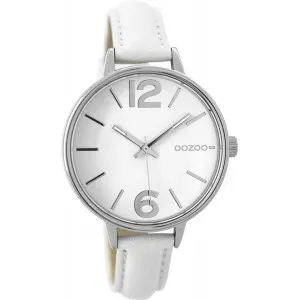 Ρολόι OOZOO C9480 Timepieces με Λευκό Δερμάτινο Λουράκι