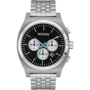 Ανδρικό ρολόι NIXON A972-5266-00 Time Teller από ανοξείδωτο ατσάλι με μαύρο καντράν και ασημί μπρασελέ.