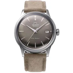 Ανδρικό ρολόι Orient RA-AC0M13N Classic Automatic από ανοξείδωτο ατσάλι με γκρι καντράν και καφέ δερμάτινο λουράκι.