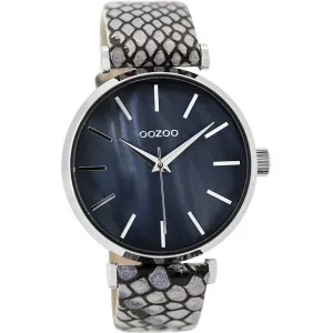 Ρολόι OOZOO C9538 Timepieces Ασημί με Μπλέ Δερμάτινο Λουράκι