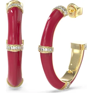 GUESS STEEL BAMBOO JUBE05156JWYGRDT U Κρίκοι Δίχρωμοι Με Πέτρες