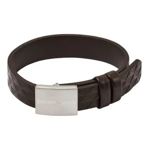 Ανδρικό Βραχιόλι Emporio Armani EGS3135040 Eagle Logo από ανοξείδωτο ατσάλι και καφέ δέρμα.