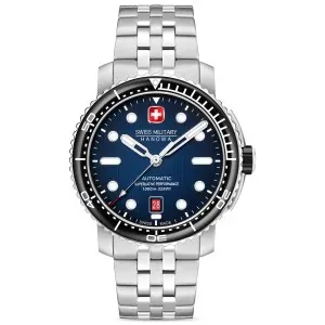 Ανδρικό ρολόι SWISS MILITARY HANOWA SMWGL0002002 SET PLONGEUR  Automatic από ανοξείδωτο ατσάλι με μπλε καντράν και μπρασελέ.