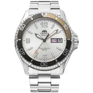 Ανδρικό ρολόι Orient RA-AA0821S Sports Diver Automatic από ανοξείδωτο ατσάλι με ασημί καντράν και ασημί μπρασελέ.