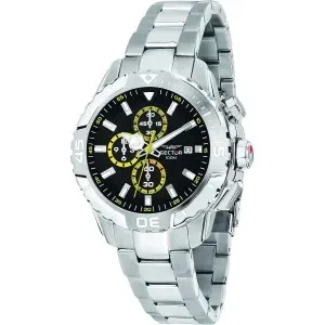 Ανδρικό ρολόι SECTOR R3273735001 Legend Chronograph από ανοξείδωτο ατσάλι με μαύρο καντράν και μπρασελέ.