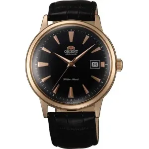 Ανδρικό ρολόι Orient FAC00001B Classic Automatic από ανοξείδωτο ατσάλι με μαύρο καντράν και μαύρο δερμάτινο λουράκι.