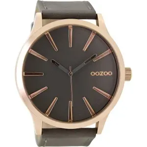 Ανδρικό ρολόι OOZOO C9042 Timepieces με καφέ καντράν και καφέ δερμάτινο λουράκι.