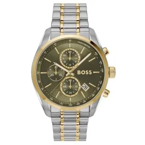Ρολόι Boss 1514227 Grand Prix από ανοξείδωτο ατσάλι με πράσινο καντράν και μπρασελέ.