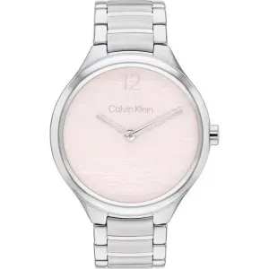 Γυναικείο ρολόι CALVIN KLEIN 25100047 Delight από ανοξείδωτο ατσάλι με ροζ καντράν και ασημί μπρασελέ.