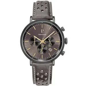 Ανδρικό ρολόι PIERRE LANNIER 220H490 Baron Chronograph από ανοξείδωτο ατσάλι με γκρι καντράν και γκρι δερμάτινο λουράκι.