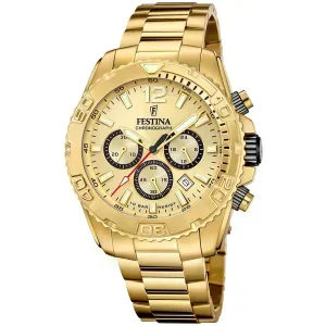 Ανδρικό Ρολόι Festina Chronograph F20684/1 από ανοξείδωτο ατσάλι με χρυσό καντράν και μπρασελέ.